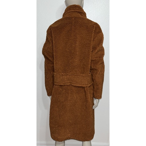 Maeve by Anthropologie Brown Silas Sherpa Long Coat Two Button Front Sz Med NWTs - Picture 3 of 14